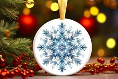 Snow Flake Christmas Round Cute Ornament Sublimation Product Image 2