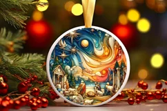 Round Christmas Ornament Sublimation|Clipart Product Image 1