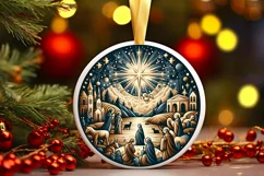 Round Christmas Ornament Sublimation|Clipart Product Image 1