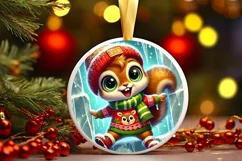 Round Christmas Ornament Sublimation|Clipart Product Image 2