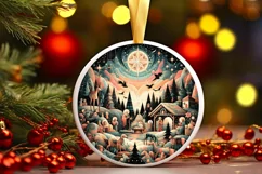 Round Christmas Ornament Sublimation|Clipart Product Image 1