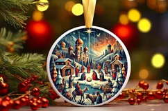 Round Christmas Ornament Sublimation|Clipart Product Image 2