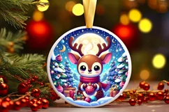 Round Christmas Ornament Sublimation|Clipart Product Image 1