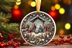 Round Christmas Ornament Sublimation|Clipart Product Image 2