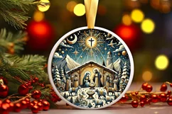 Round Christmas Ornament Sublimation|Clipart Product Image 2