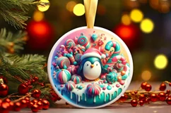Round Christmas Ornament Sublimation|Clipart Product Image 2