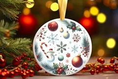 Round Christmas Ornament Sublimation|Clipart Product Image 1