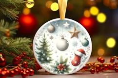 Round Christmas Ornament Sublimation|Clipart Product Image 1