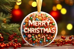 Merry Christmas Round Cute Ornament Sublimation Product Image 2