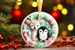 Round Christmas Ornament Sublimation|Clipart Product Image 2
