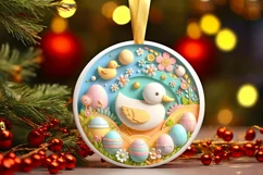 Colorful Pastel Round Winter Scene with Duck 3D Material Product Image 2