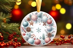 Round Christmas Ornament Sublimation|Clipart Product Image 1