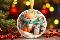 Round Christmas Ornament Sublimation|Clipart Product Image 2