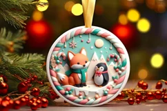 Round Christmas Ornament Sublimation|Clipart Product Image 2
