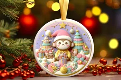 Round Christmas Ornament Sublimation|Clipart Product Image 1