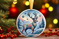 Round Christmas Ornament Sublimation|Clipart Product Image 2