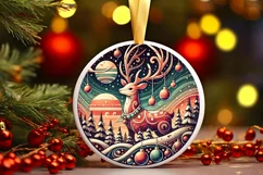 Round Christmas Ornament Sublimation|Clipart Product Image 2