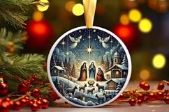 Round Christmas Ornament Sublimation|Clipart Product Image 2