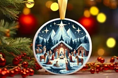 Round Christmas Ornament Sublimation|Clipart Product Image 2
