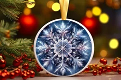 Snow Flake Christmas Round Cute Ornament Sublimation Product Image 2