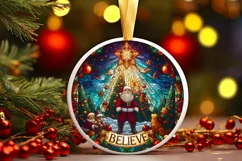 Believe Christmas Round Cute Ornament Sublimation Product Image 2
