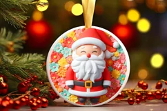 Christmas Round Cute Santa Ornament Sublimation Product Image 2