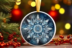 Snow Flake Christmas Round Cute Ornament Sublimation Product Image 2