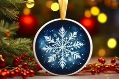 Snow Flake Christmas Round Cute Ornament Sublimation Product Image 2