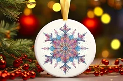 Snow Flake Christmas Round Cute Ornament Sublimation Product Image 2