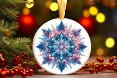 Snow Flake Christmas Round Cute Ornament Sublimation Product Image 2