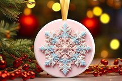 Snow Flake Christmas Round Cute Ornament Sublimation Product Image 2