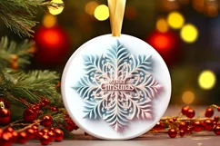 Snow Flake Christmas Round Cute Ornament Sublimation Product Image 1