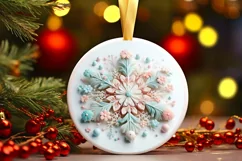 Snow Flake Christmas Round Cute Ornament Sublimation Product Image 2