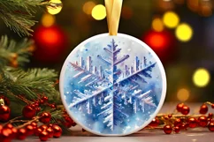 Snow Flake Christmas Round Cute Ornament Sublimation Product Image 2