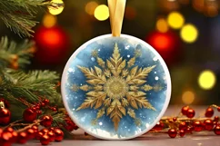 Snow Flake Christmas Round Cute Ornament Sublimation Product Image 1