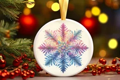 Snow Flake Christmas Round Cute Ornament Sublimation Product Image 2