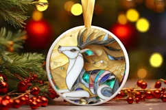 Christmas Round Cute Reindeer Ornament Sublimation Product Image 1