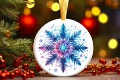 Snow Flake Christmas Round Cute Ornament Sublimation Product Image 2