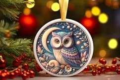Christmas Round Cute Owl Ornament Sublimation Product Image 2