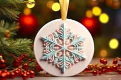 Snow Flake Christmas Round Cute Ornament Sublimation Product Image 2