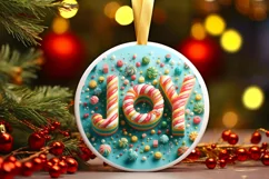 Joy Christmas Round Cute Ornament Sublimation Product Image 2