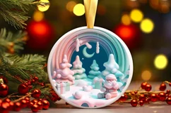 Christmas Round Santa Animal Ornament Sublimation Product Image 2