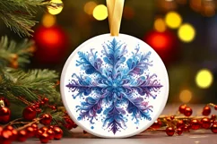 Snow Flake Christmas Round Cute Ornament Sublimation Product Image 2