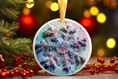 Snow Flake Christmas Round Cute Ornament Sublimation Product Image 2