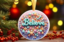 Believe Christmas Round Cute Ornament Sublimation Product Image 2