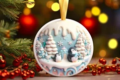 Christmas Round Penguin Animal Ornament Sublimation Product Image 2
