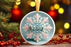Snow Flake Christmas Round Cute Ornament Sublimation Product Image 2
