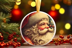 Christmas Round Santa Ornament Sublimation Product Image 2