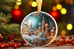 Christmas Round Cute Ornament Sublimation Product Image 2