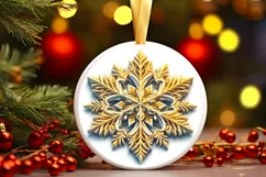 Snow Flake Christmas Round Cute Ornament Sublimation Product Image 2